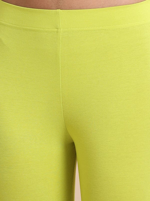 Mehndi Green Solid Single-Jersey Slim-Fit Ankle-Length Leggings – Soft Stretch Everyday Bottomwear