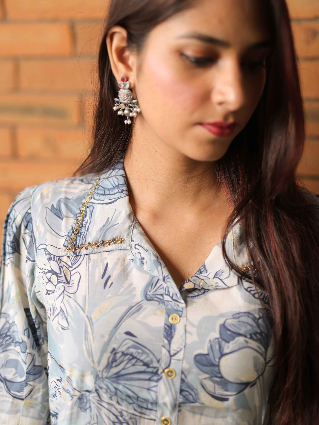 Grey 3/4th Sleeve Co-Ord Set with Minimal Contemporary Design – Elegant Everyday Fusion Wear for Women