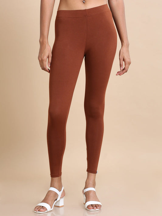 Honey Yellow Solid Single-Jersey Slim-Fit Ankle-Length Leggings – Soft Stretch Everyday Wear