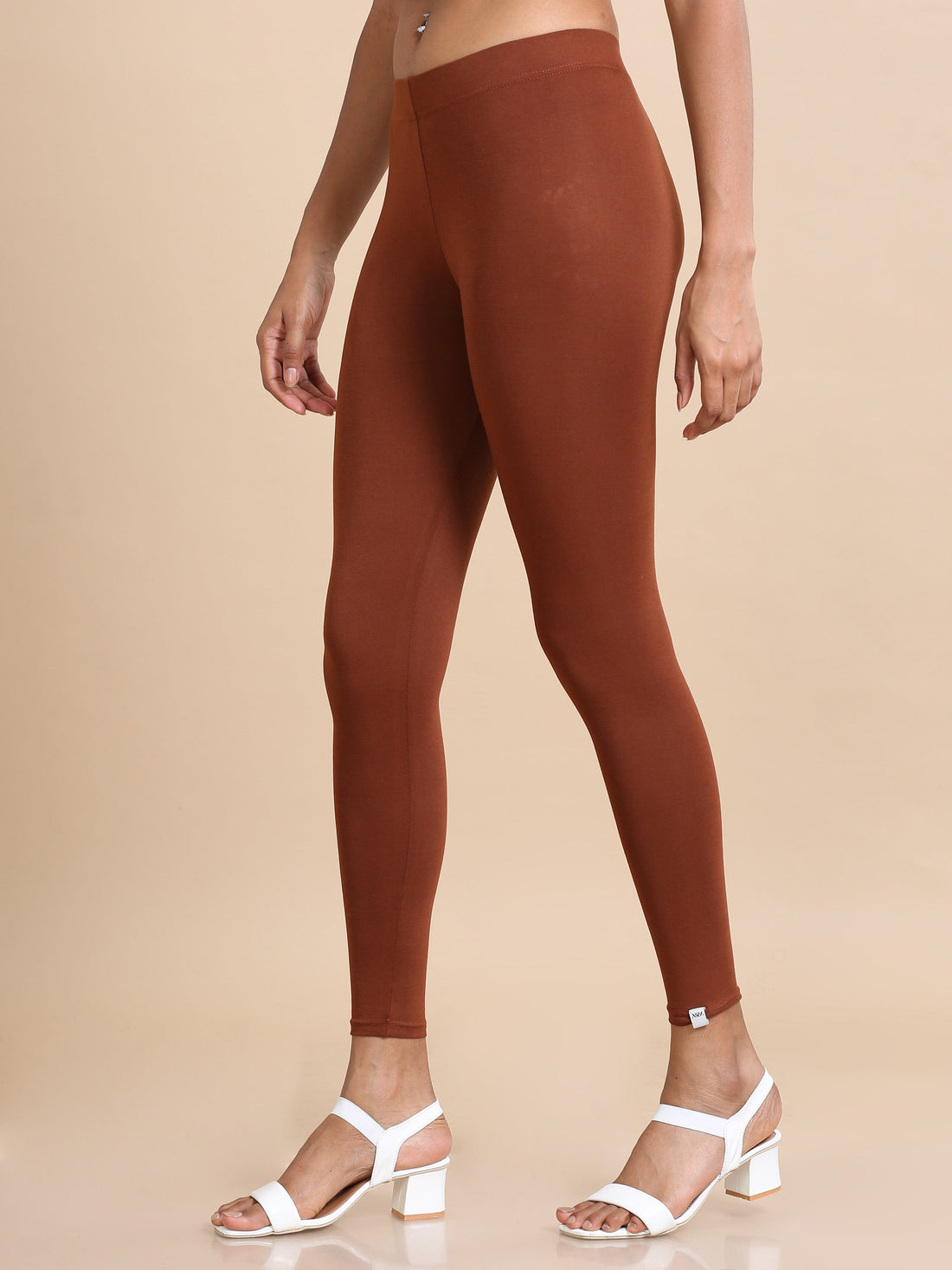 Honey Yellow Solid Single-Jersey Slim-Fit Ankle-Length Leggings – Soft Stretch Everyday Wear