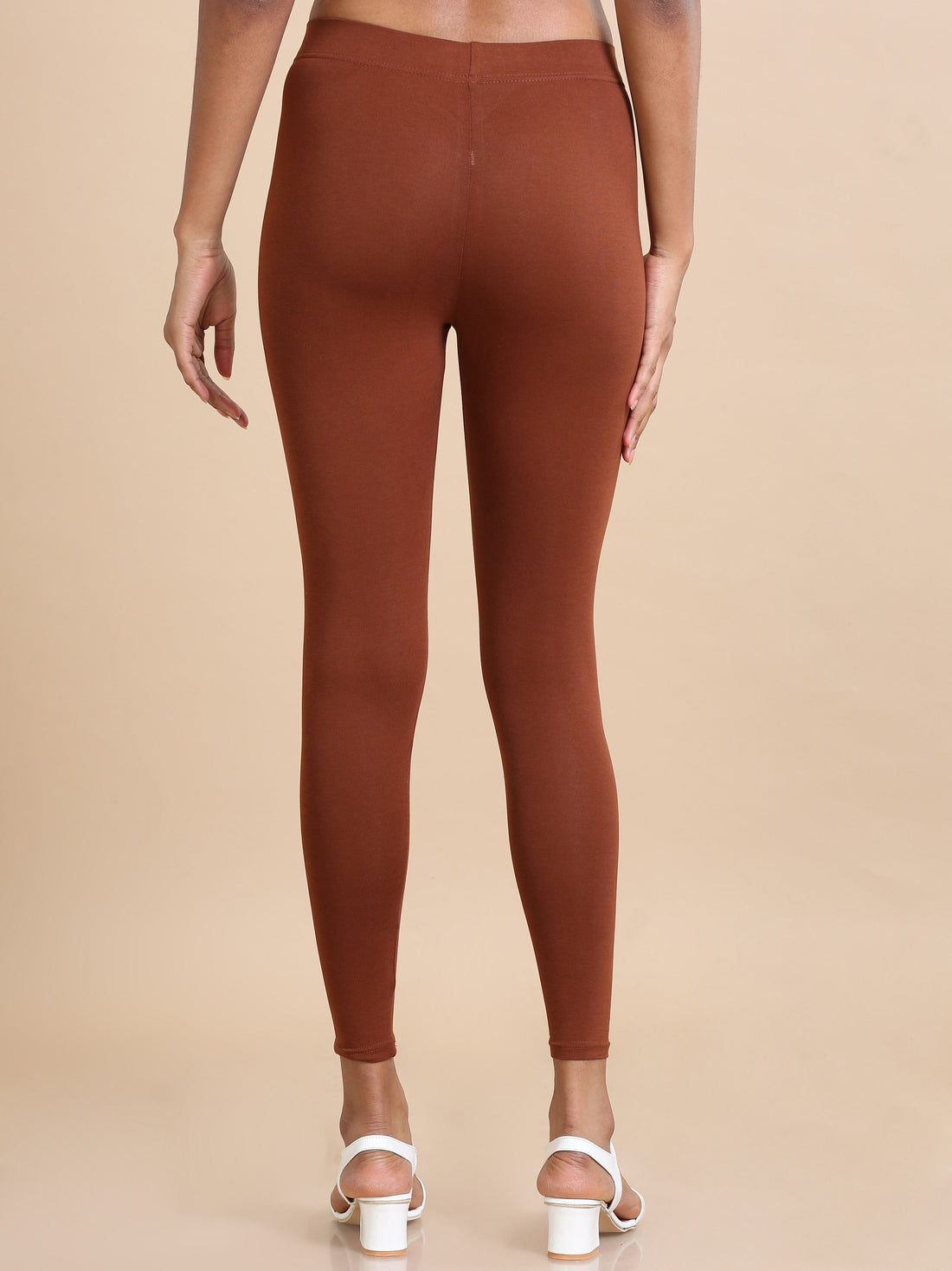 Honey Yellow Solid Single-Jersey Slim-Fit Ankle-Length Leggings – Soft Stretch Everyday Wear